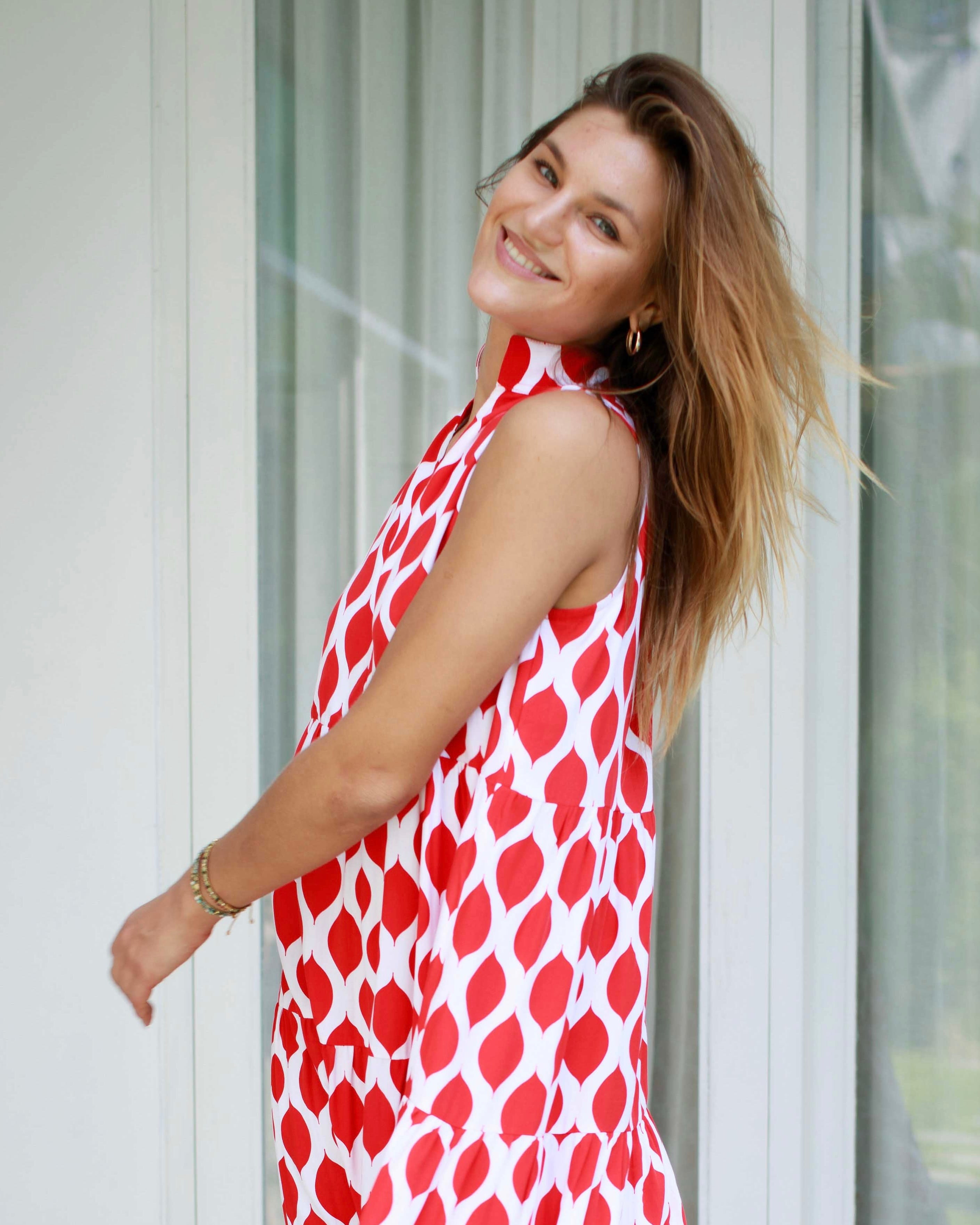 Cosima Dress - Red London Trellis