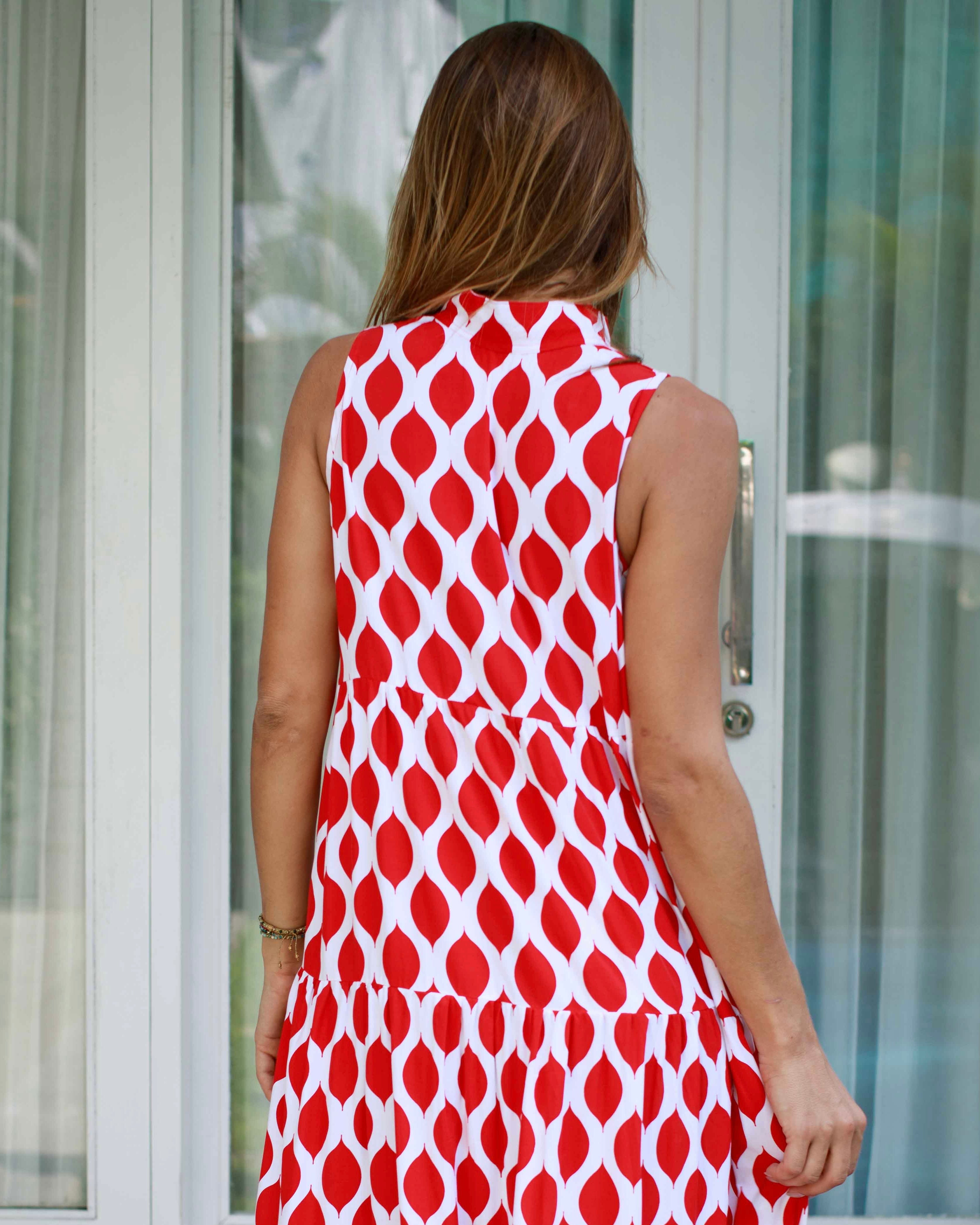 Cosima Dress - Red London Trellis