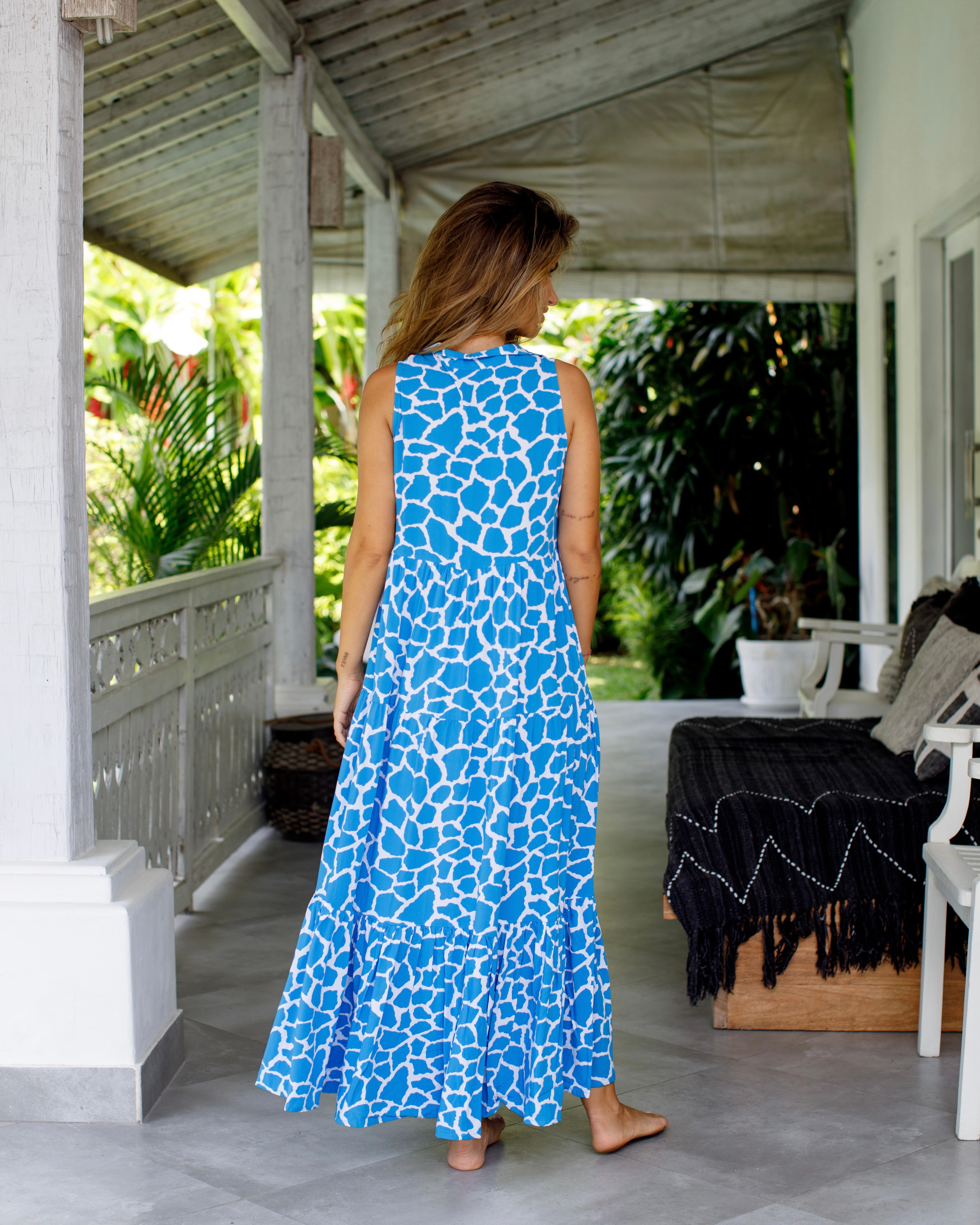 Cosima Dress - Malibu Blue Giraffe