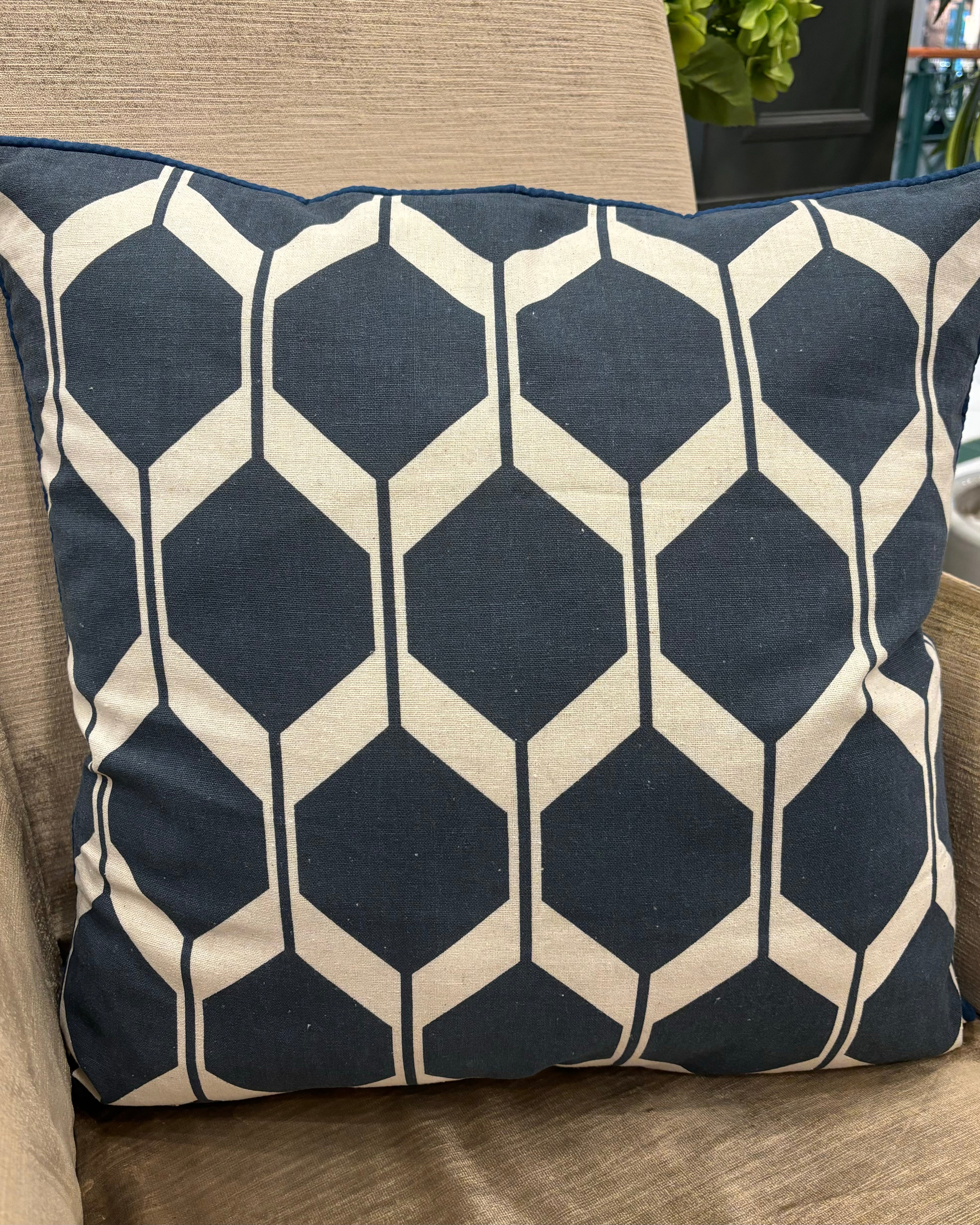Telunas Navy Hexagon Cushion Cover