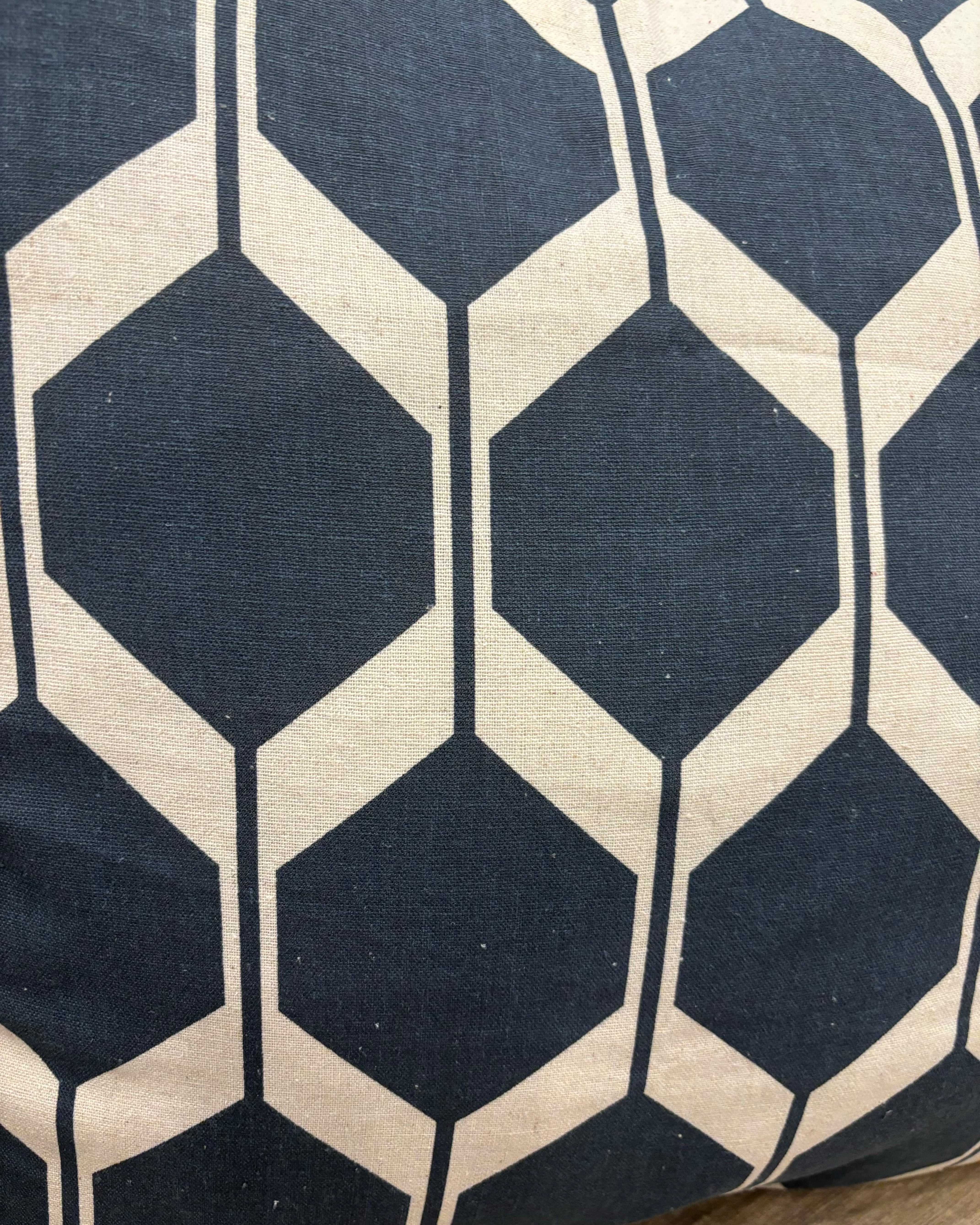 Telunas Navy Hexagon Cushion Cover