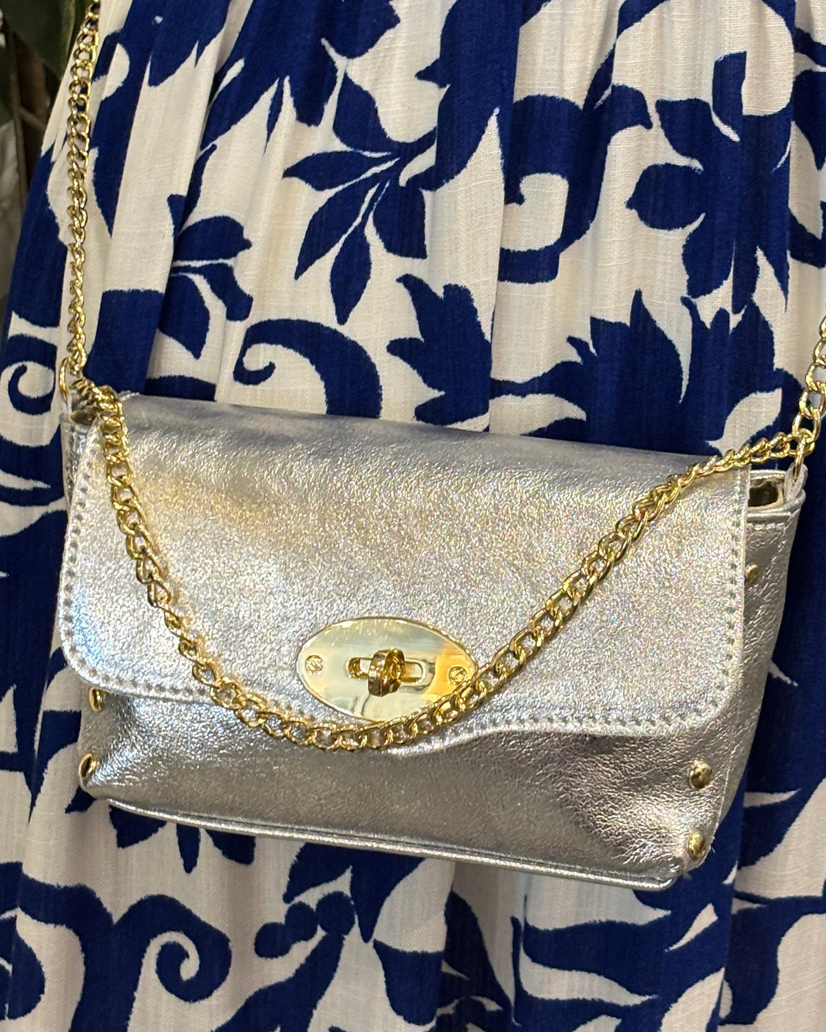 Beatrice Mini Leather Bag - Silver