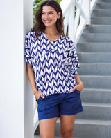 Eta Top - Navy Chevron