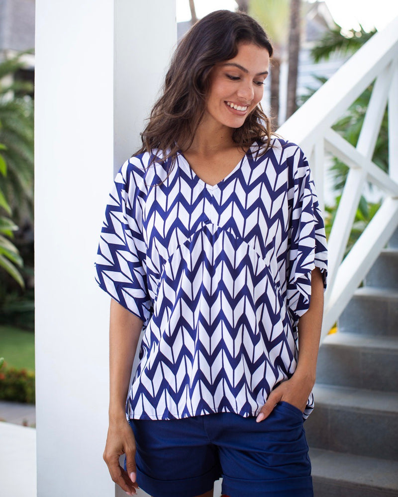 Eta Top - Navy Chevron