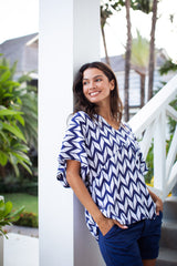 Eta Top - Navy Chevron