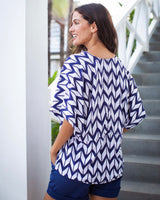 Eta Top - Navy Chevron