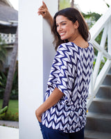 Eta Top - Navy Chevron