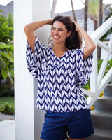 Eta Top - Navy Chevron