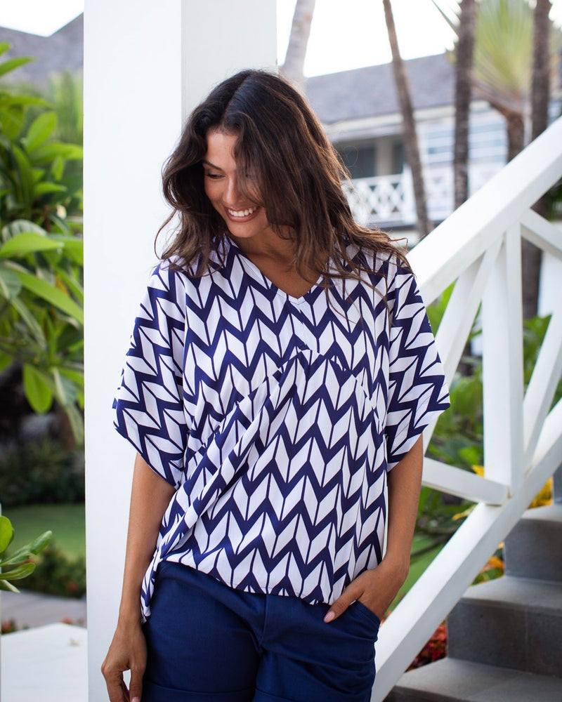 Eta Top - Navy Chevron