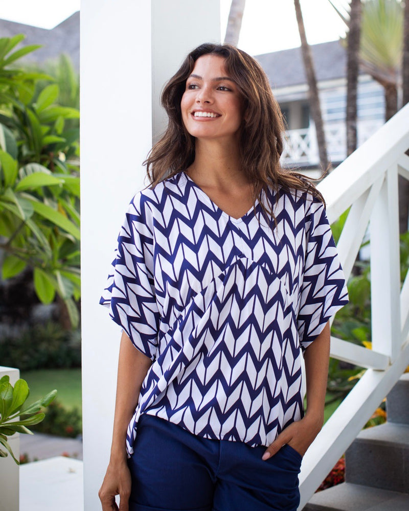 Eta Top - Navy Chevron