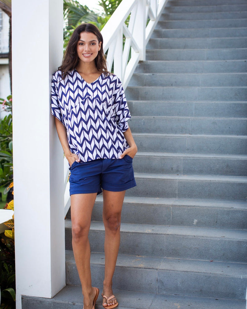 Eta Top - Navy Chevron