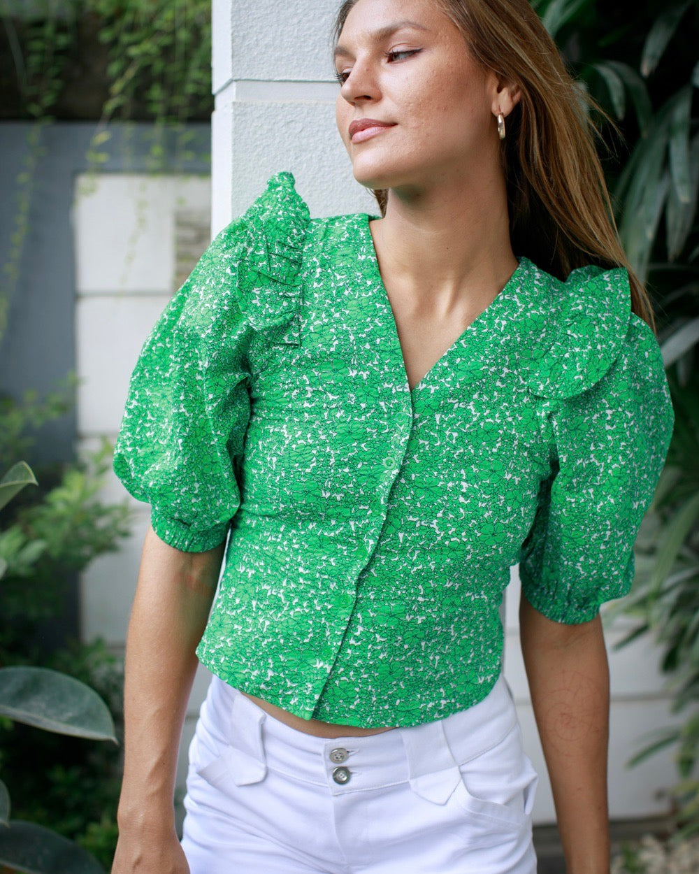 Esme Top - Green Poppy