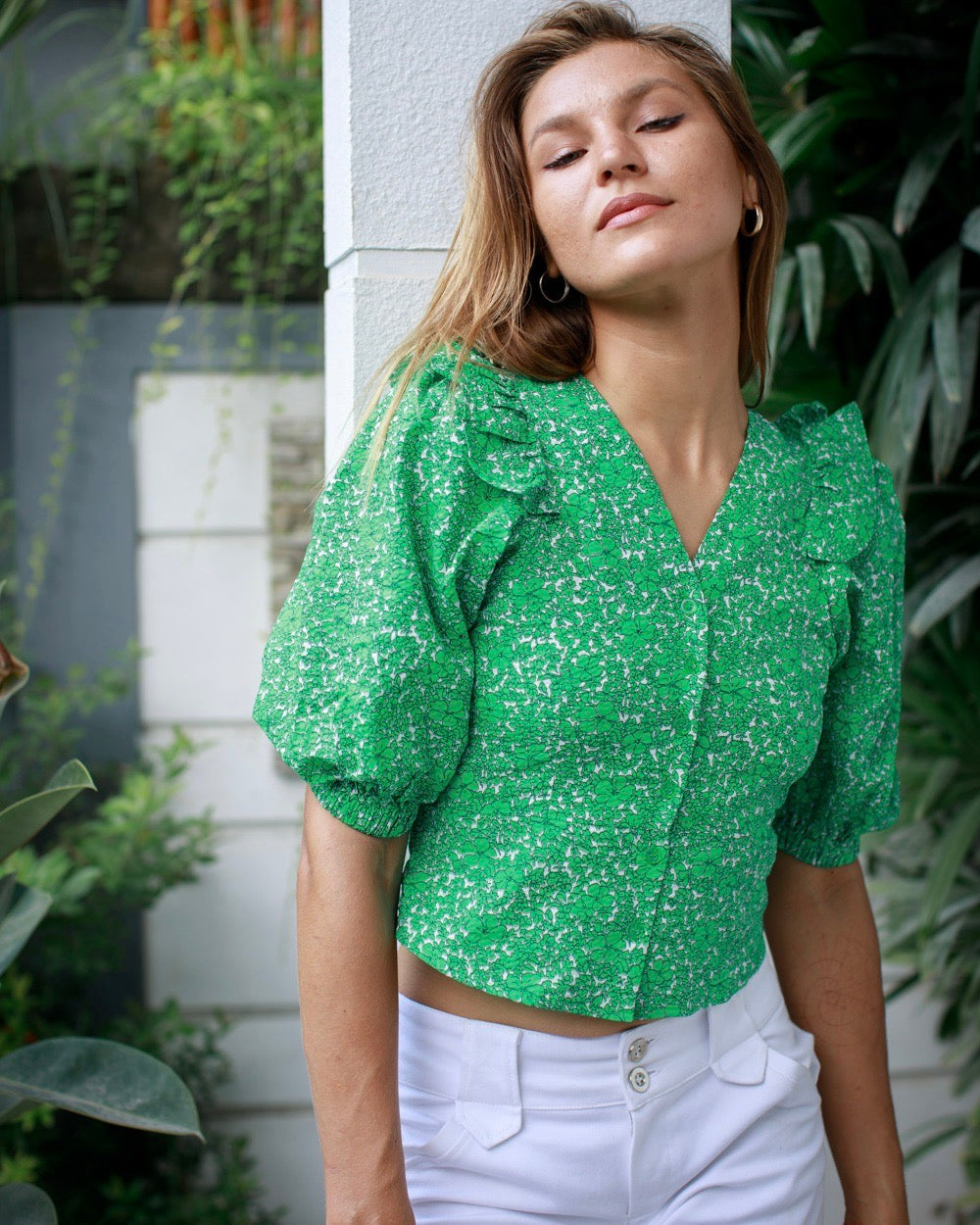 Esme Top - Green Poppy