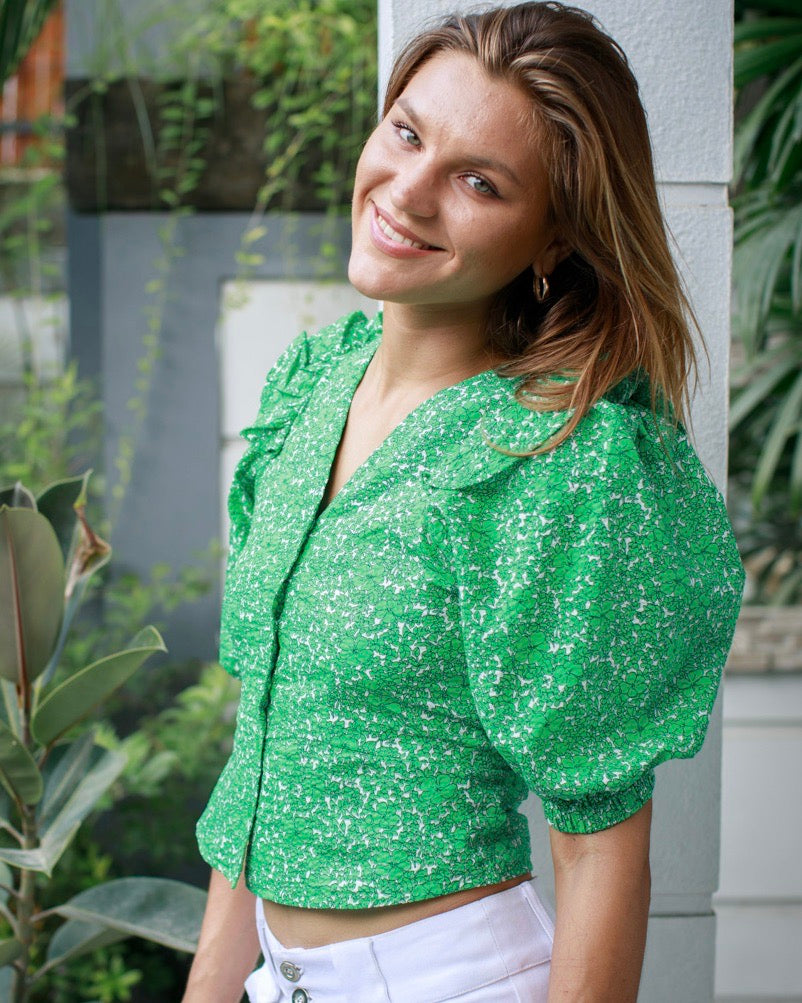 Esme Top - Green Poppy