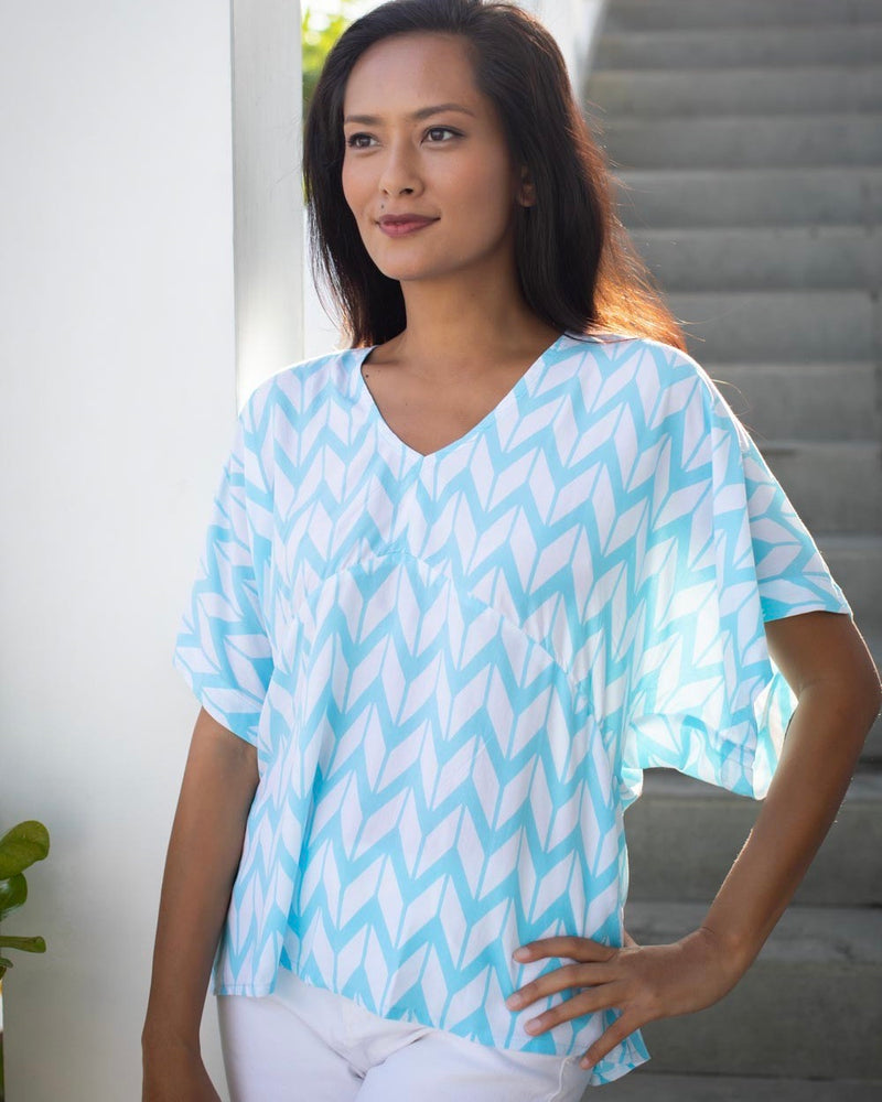 Eta Top - Turquoise Chevron