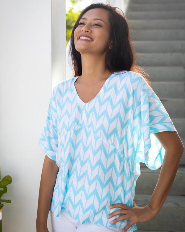 Eta Top - Turquoise Chevron