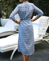 Eva Long Dress - Cotton Navy Paisley