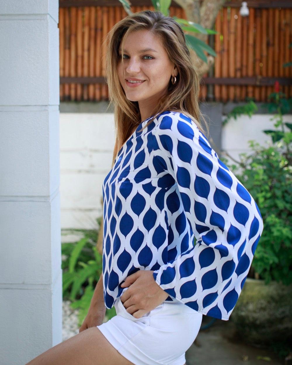 Fernanda Top - Indigo London Trellis