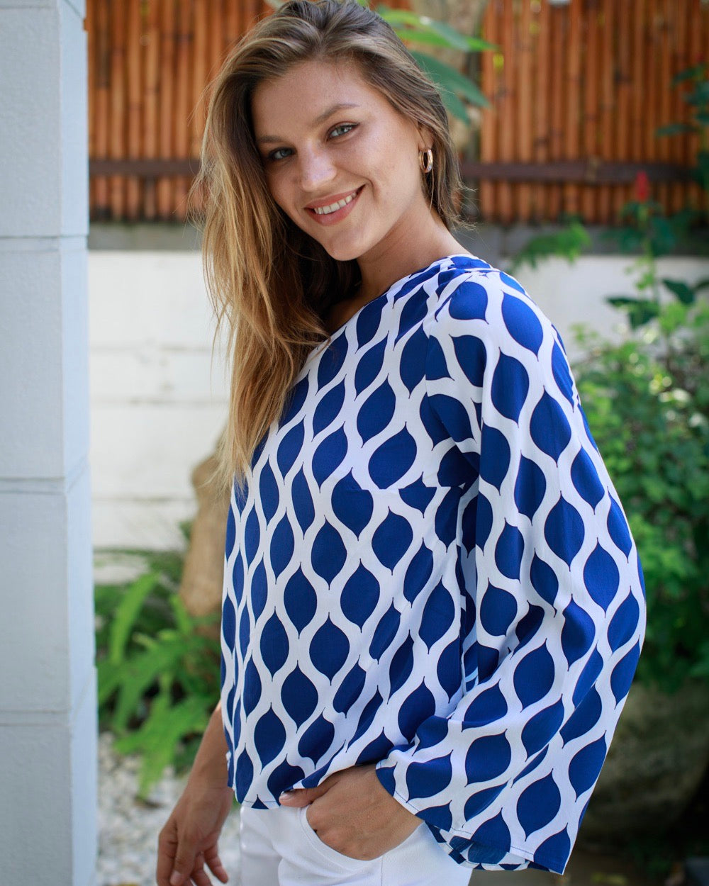 Fernanda Top - Indigo London Trellis