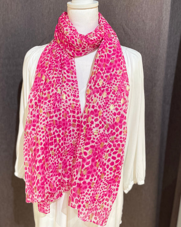 Fuchsia/Gold Spots Scarf