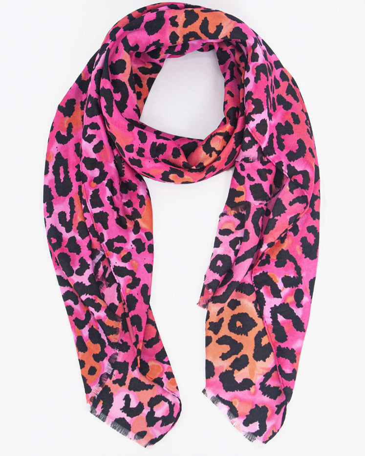 Fuchsia/Orange Leopard Scarf