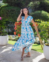 Gabriella Dress - Turquoise Grey Tie Dye