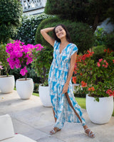 Gabriella Dress - Turquoise Grey Tie Dye