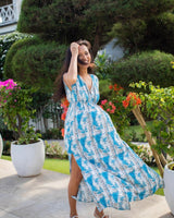 Gabriella Dress - Turquoise Grey Tie Dye