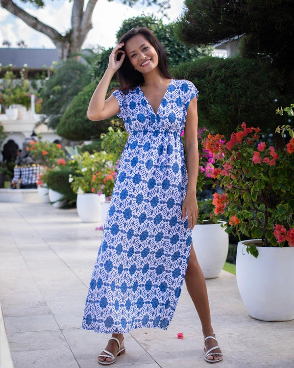 Gabriella Dress- Navy Dahlia