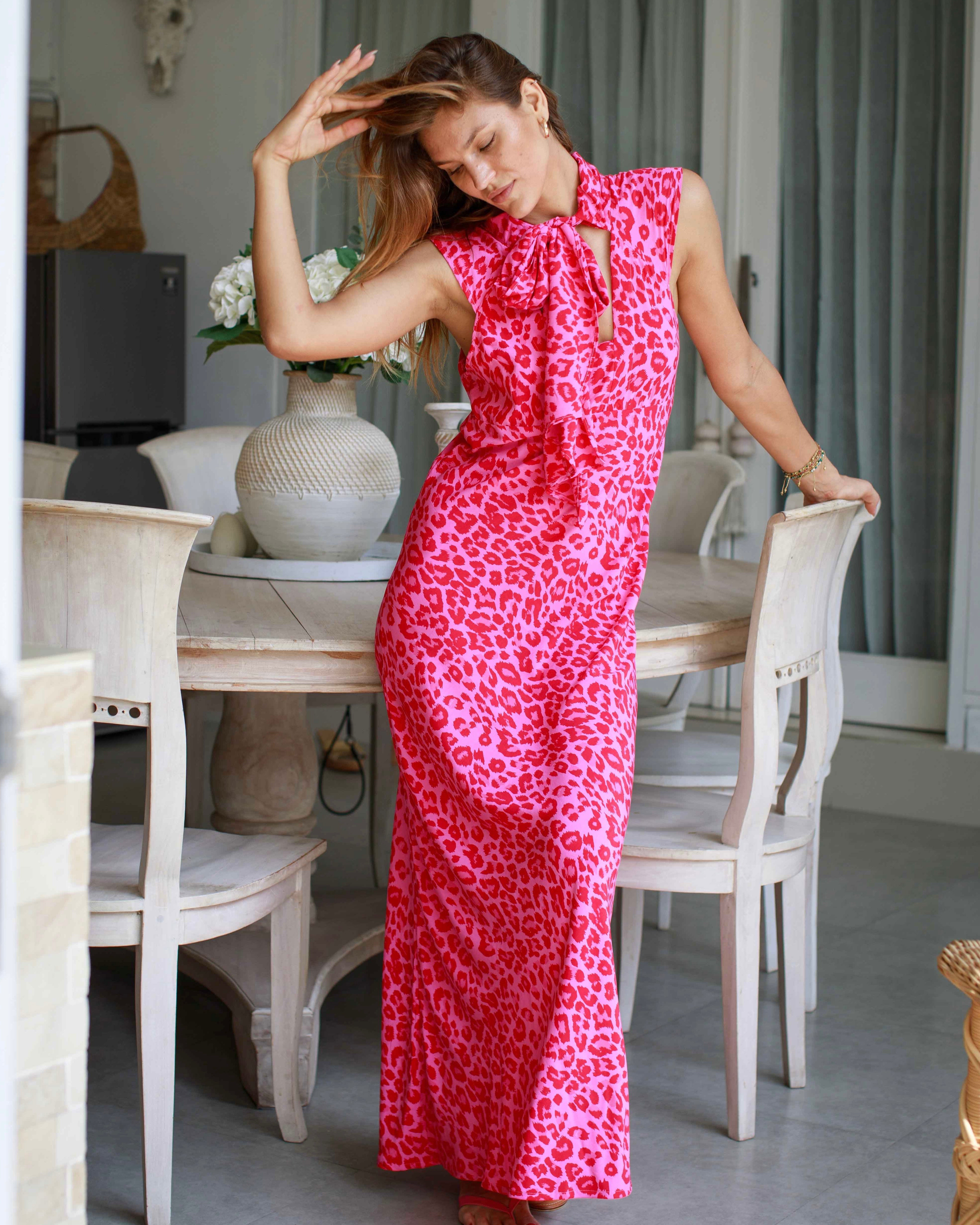 Gia Dress - Hot Pink Leopard