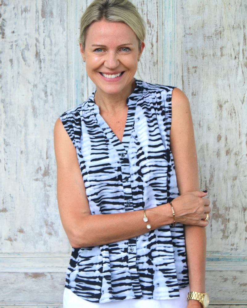 Haddi Top - Black Peg Tie Dye