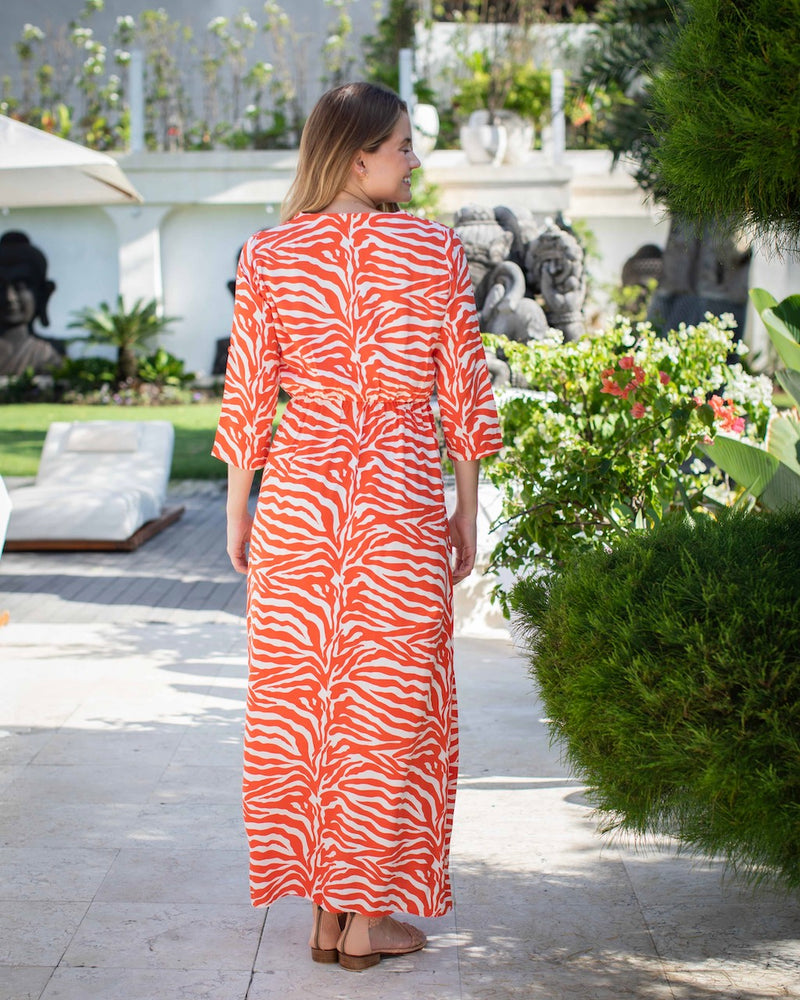 Harlow Dress - Orange Zebra