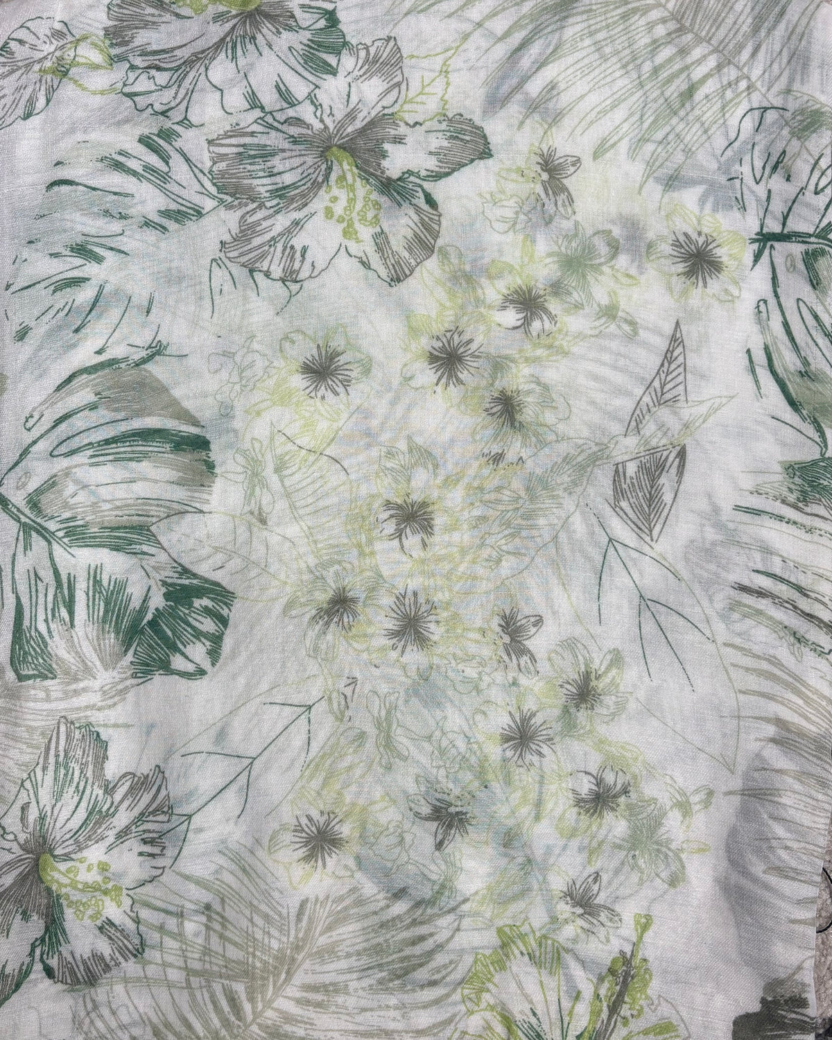 Green Hibiscus Scarf