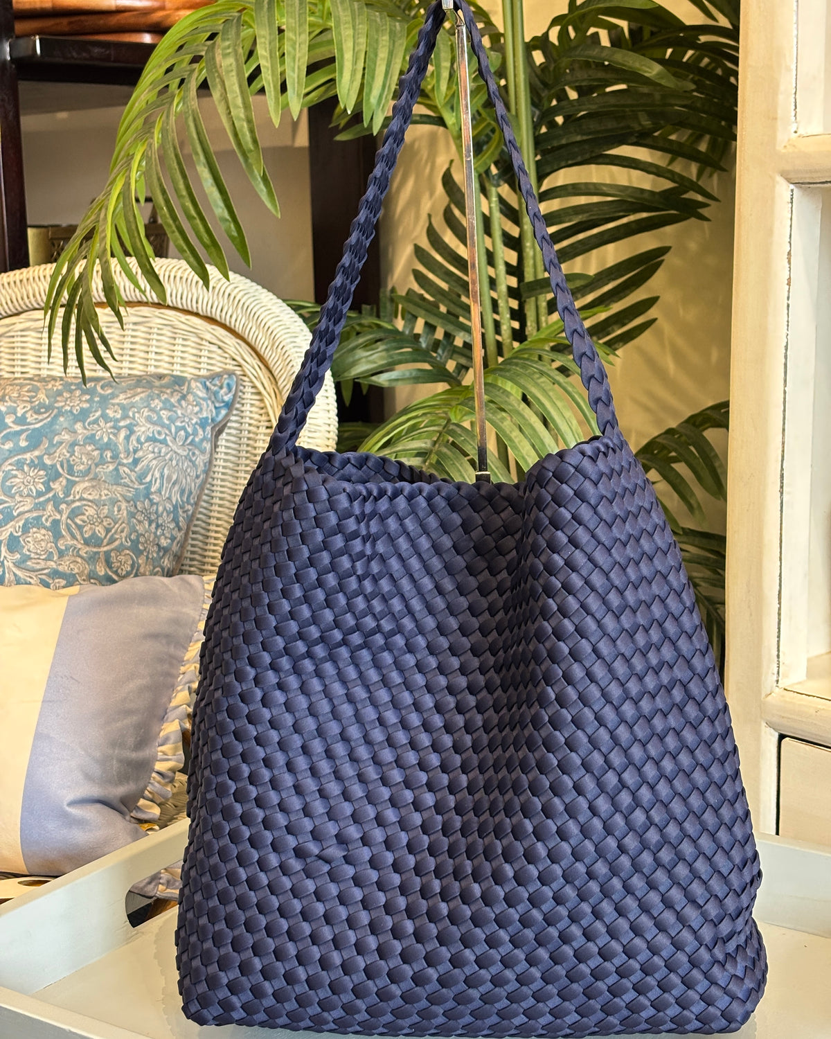 Riviera Woven Tote - Navy