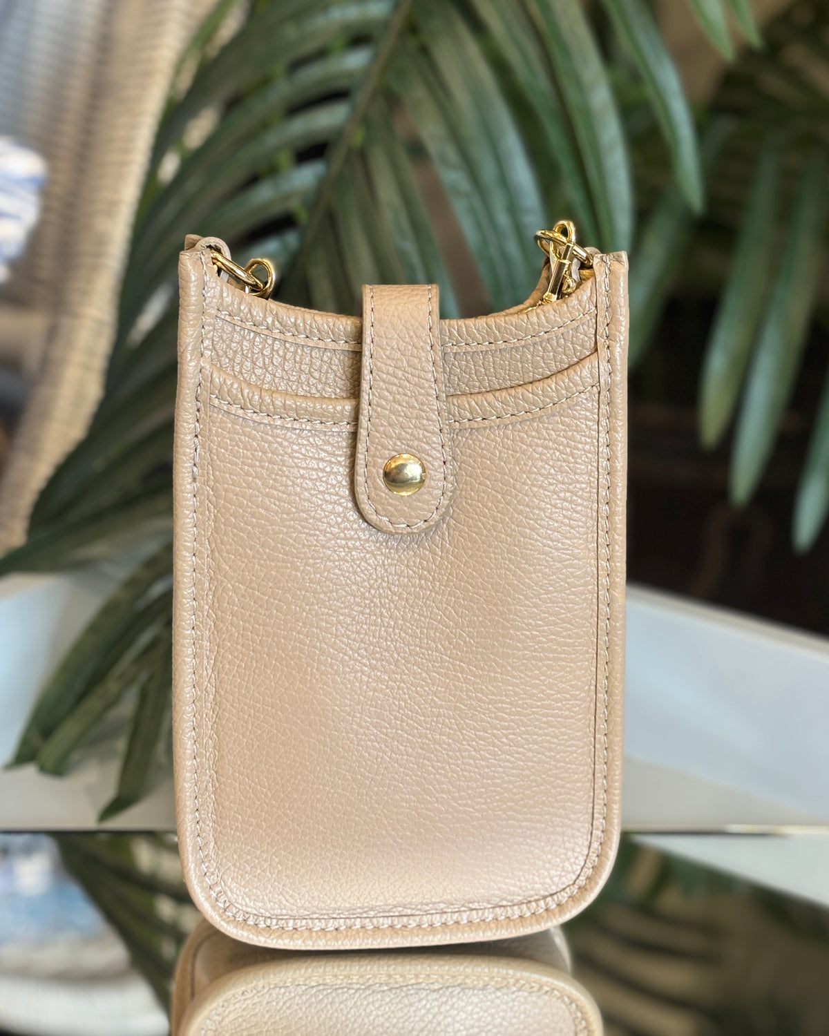 Cortona Leather Phone Bag - Beige
