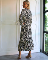 Emilia Dress - Black White Zebra