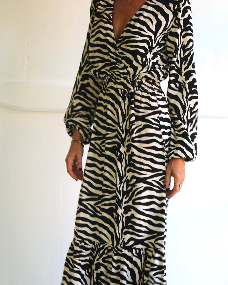 Emilia Dress - Black White Zebra
