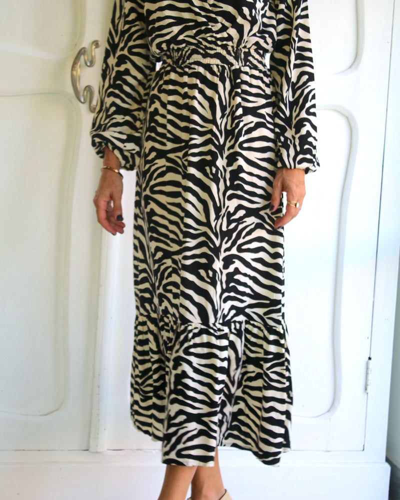 Emilia Dress - Black White Zebra