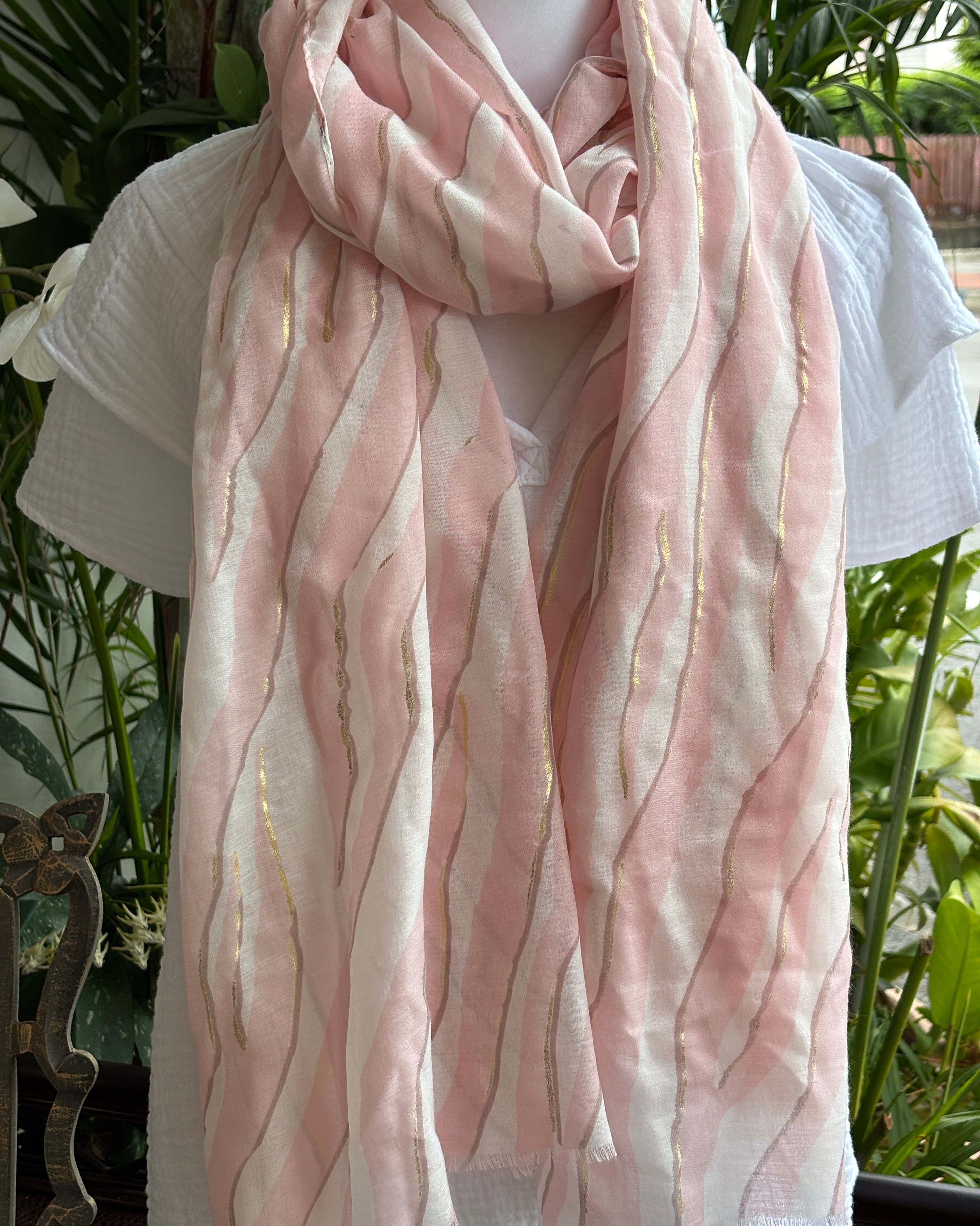 Pale Pink & Gold Zebra Scarf