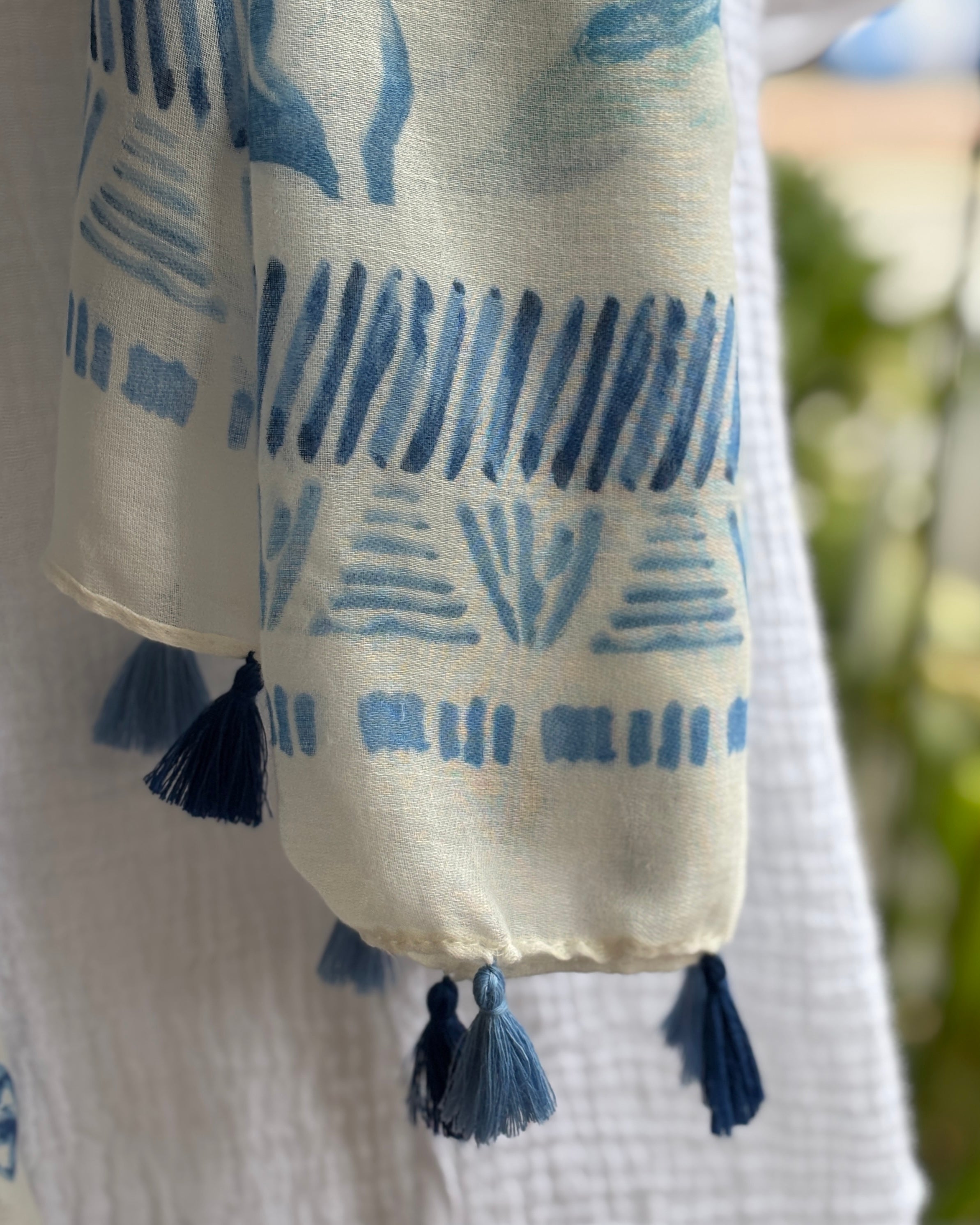 Aqua & Blue Oceana Tassel Scarf