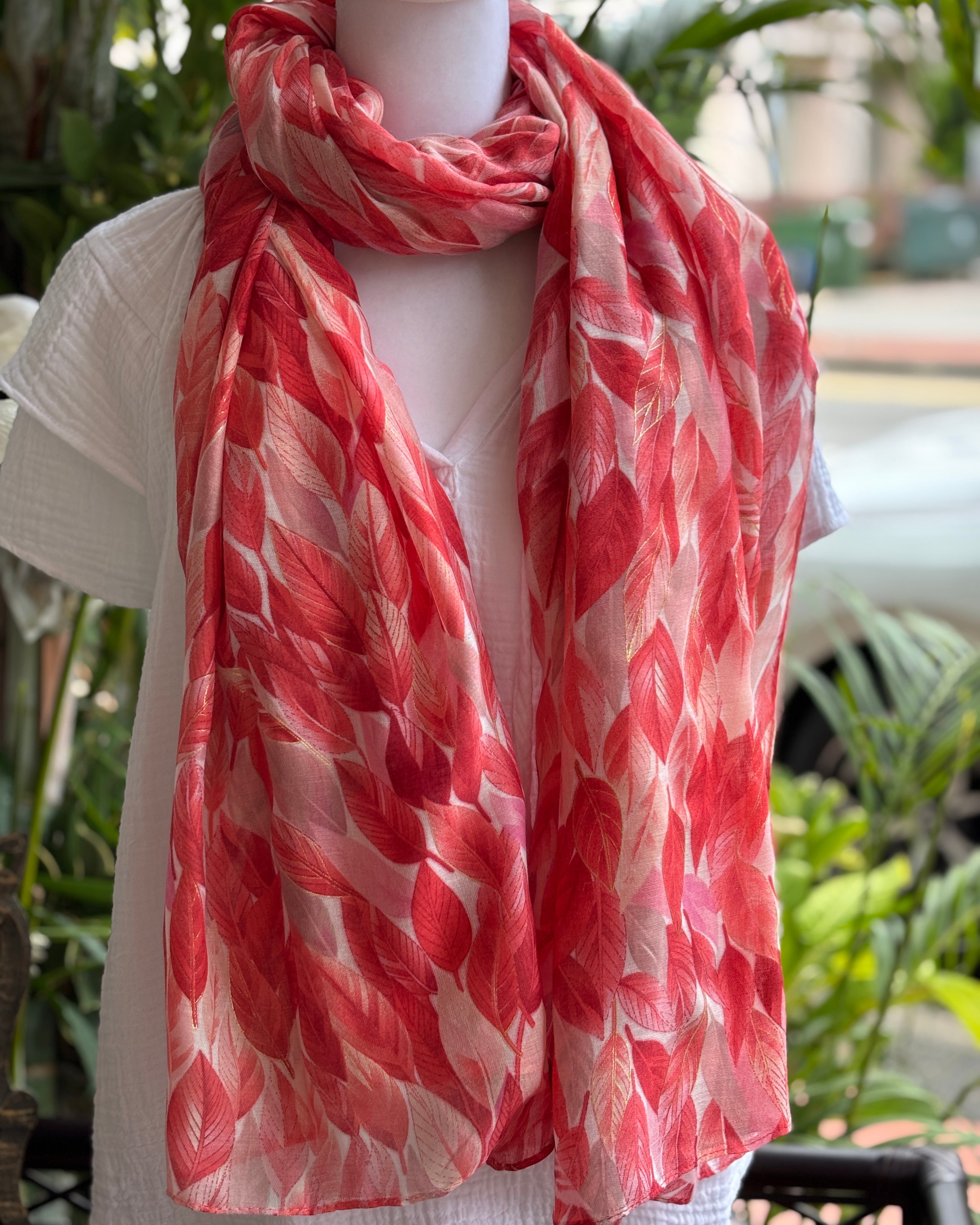 Orange Gold Leaves Scarf