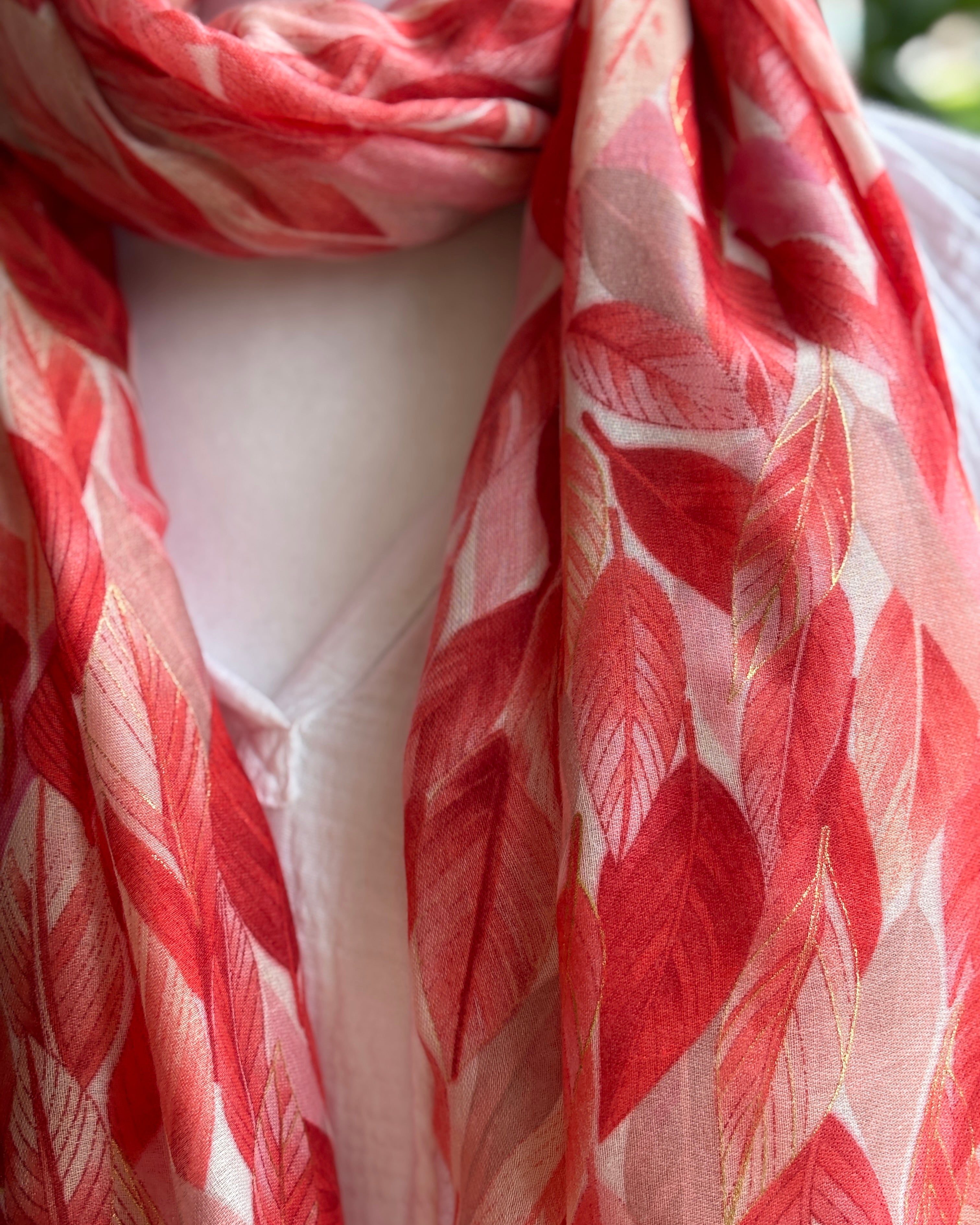 Orange Gold Leaves Scarf