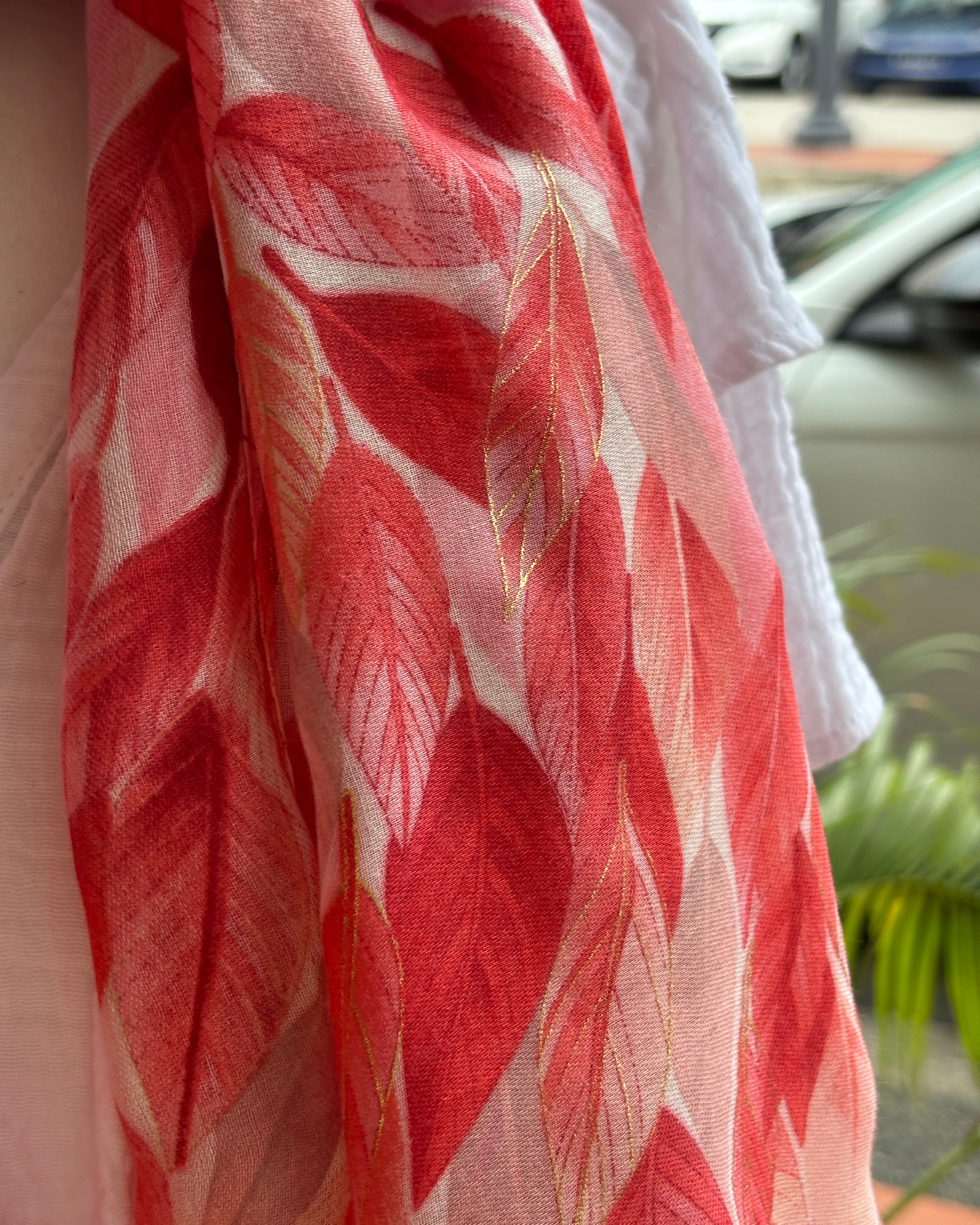 Orange Gold Leaves Scarf