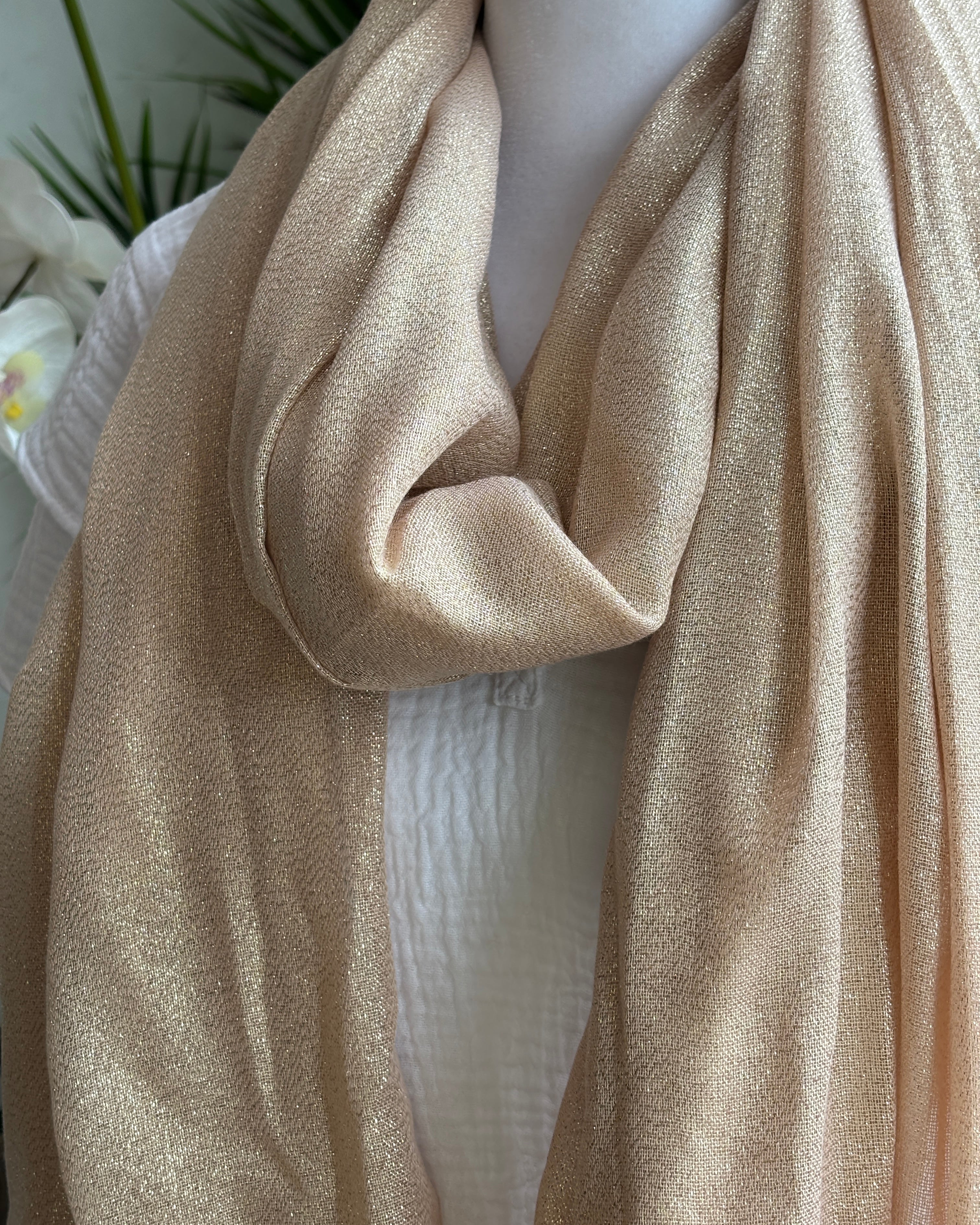 Beige Metallic Scarf