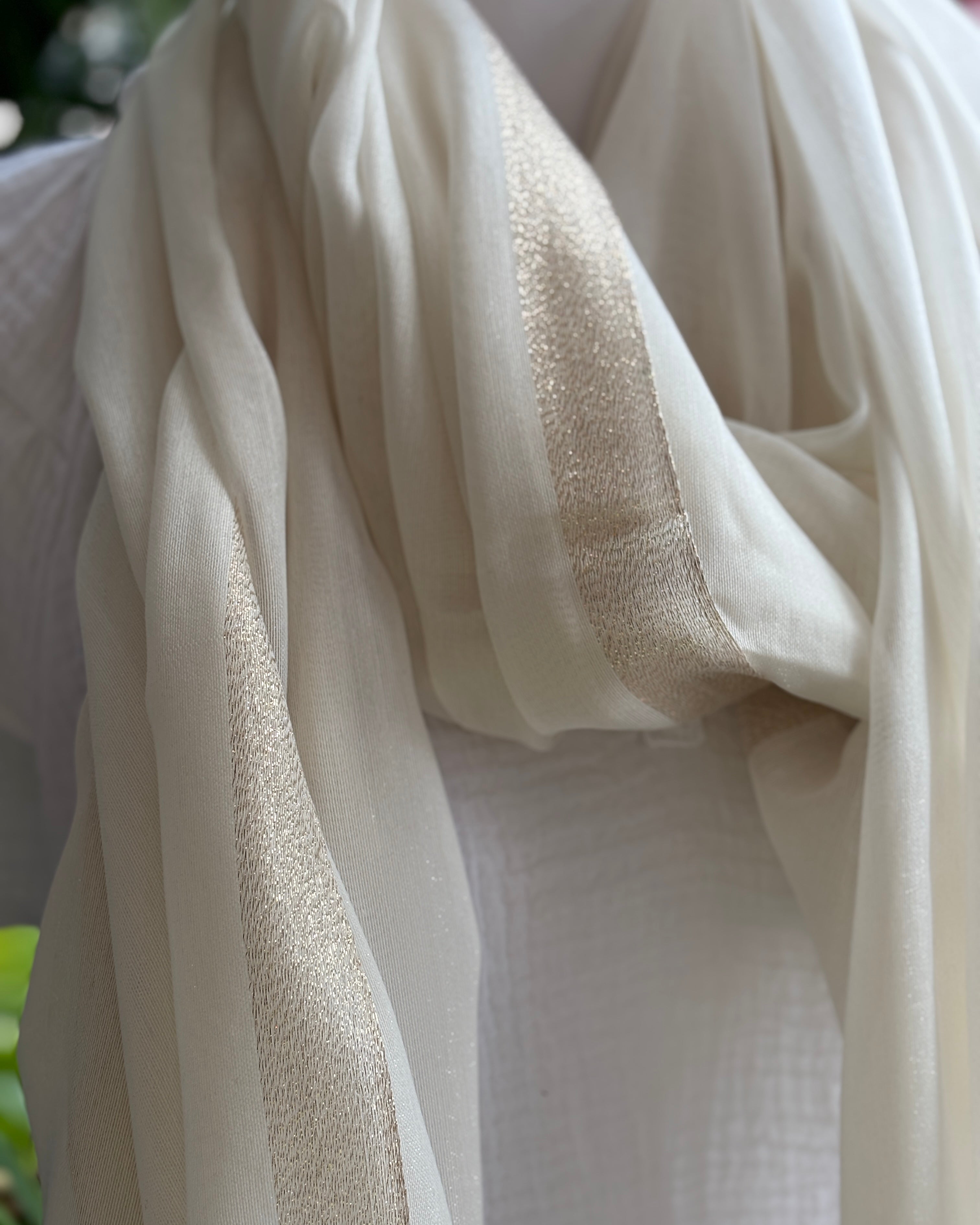 Cream With Gold Edge Scarf