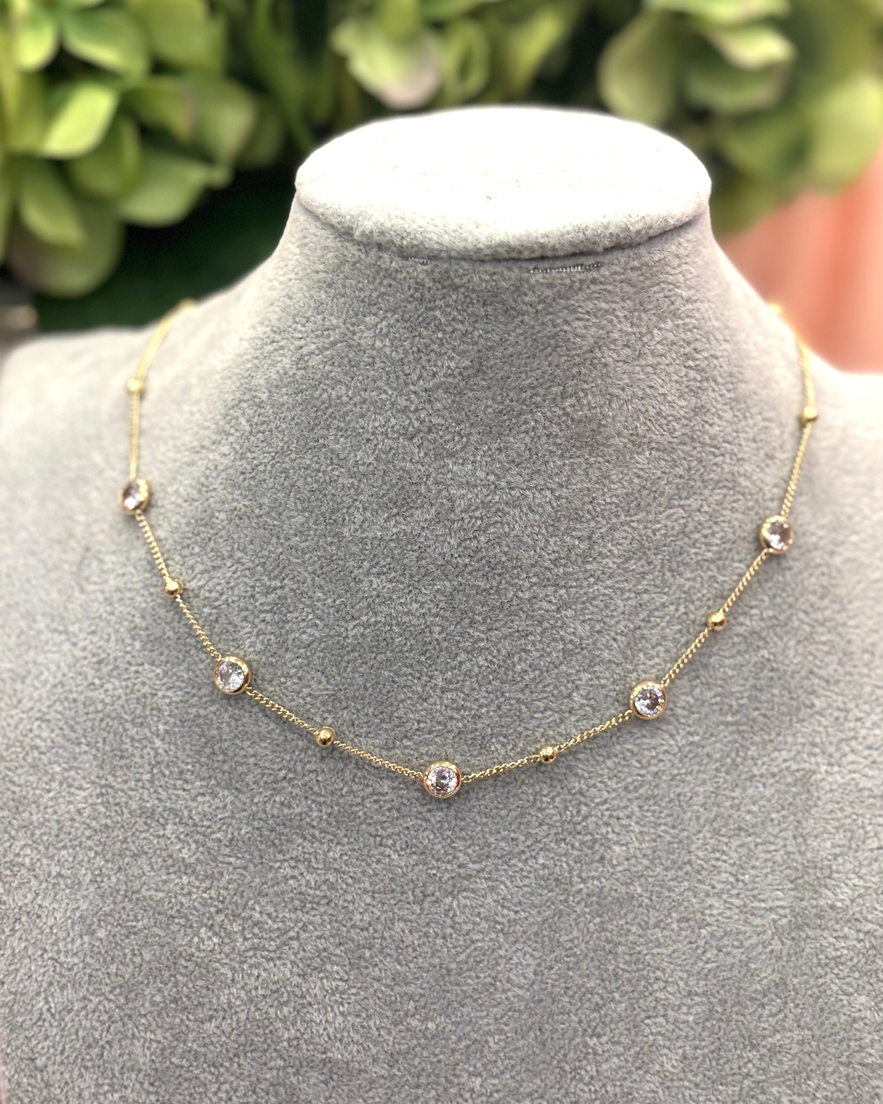 Diora - Round Diamanté Necklace