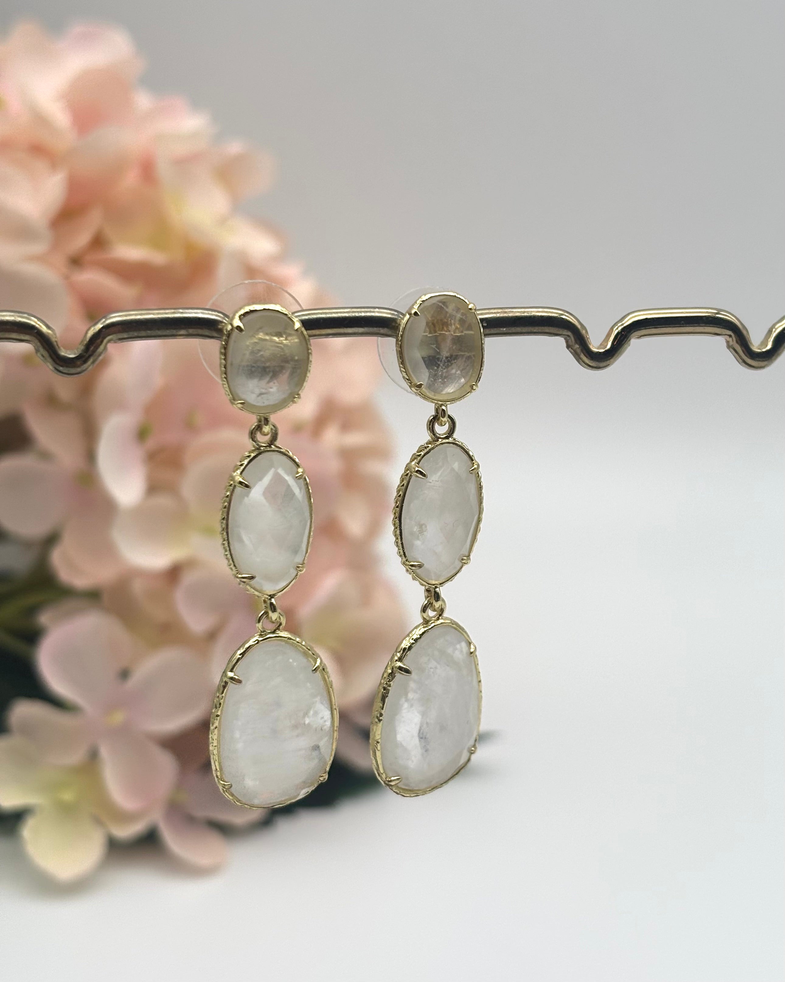 Monaco Drop Stone Earrings - White