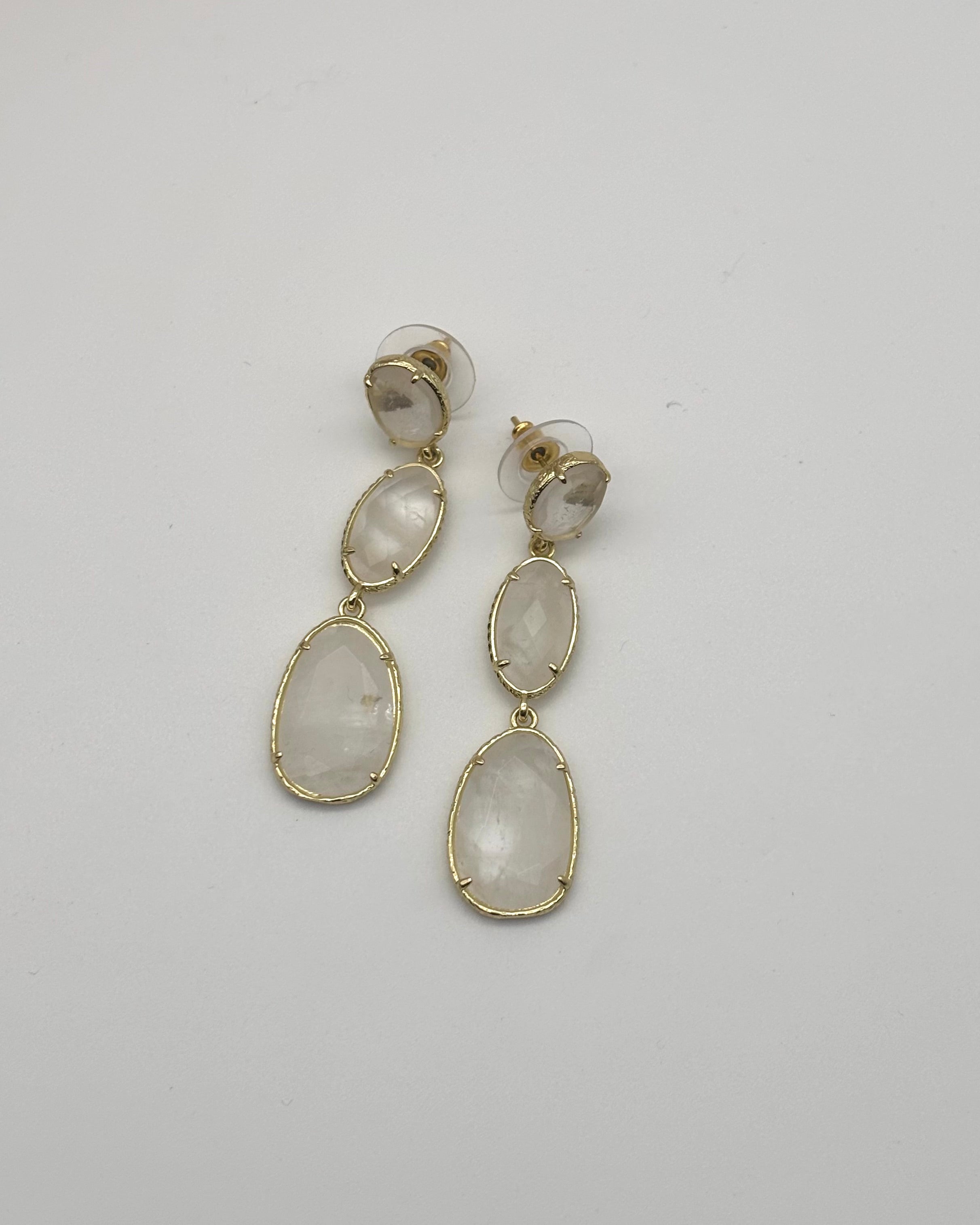 Monaco Drop Stone Earrings - White