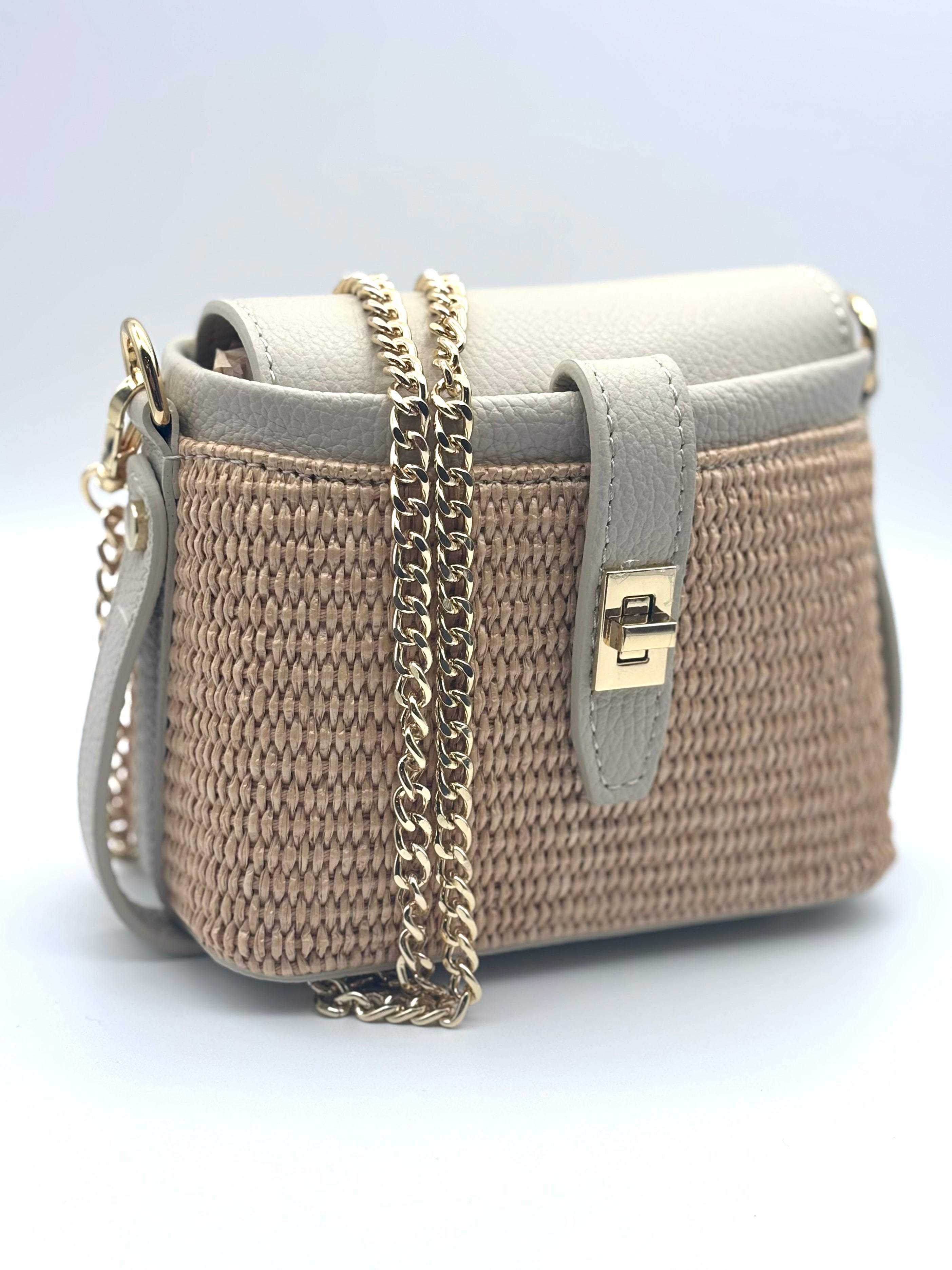 Rimini Raffia/Leather Bag - Cream
