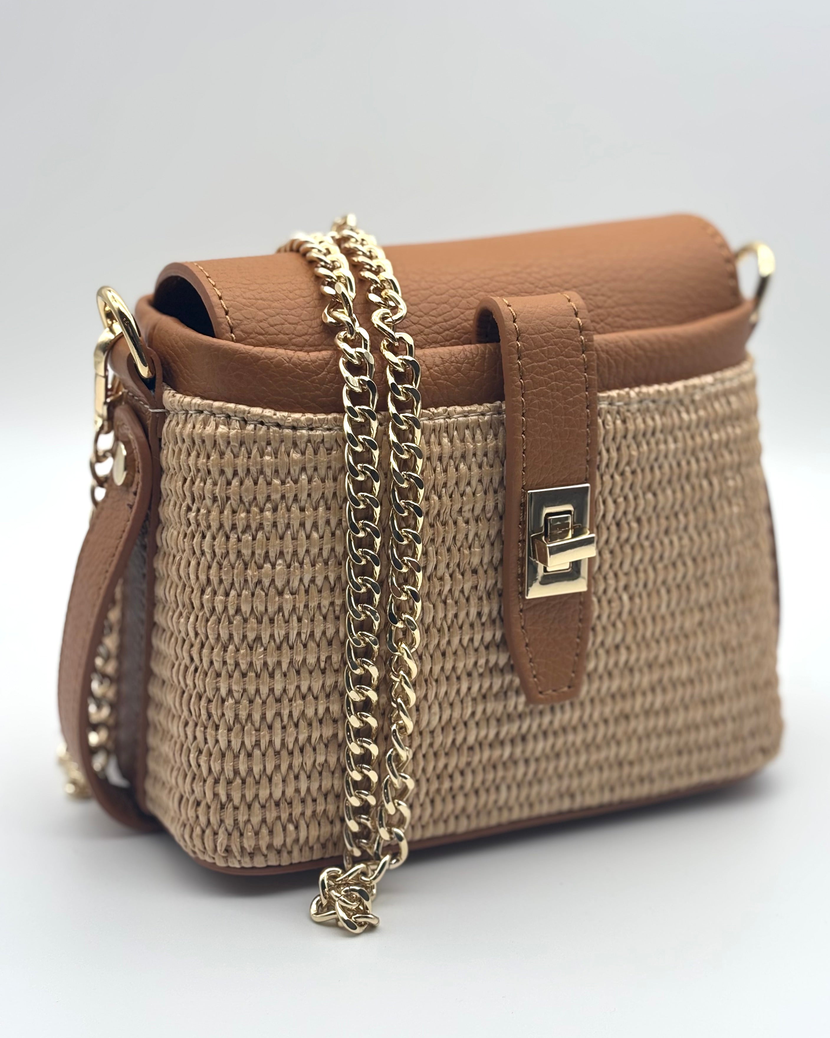 Rimini Raffia/Leather Bag - Tan